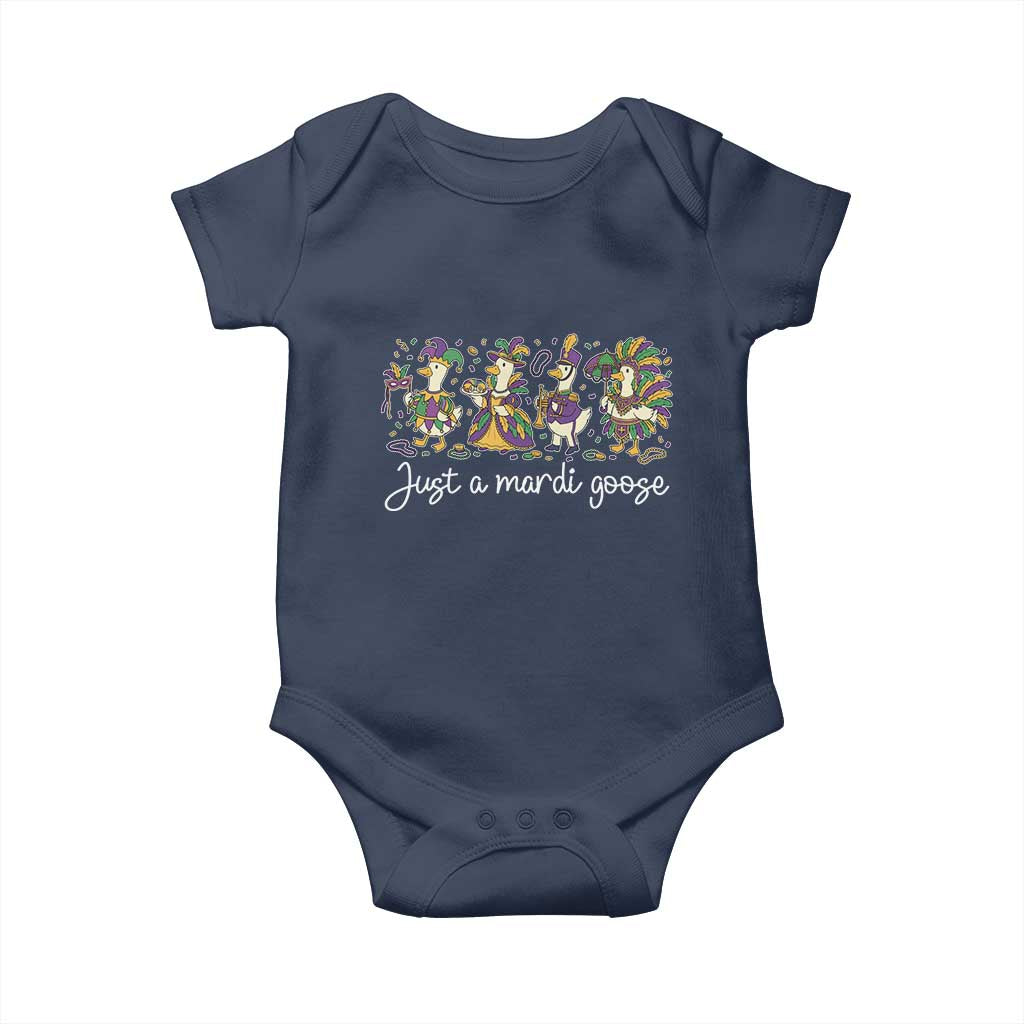 Goose Mardi Gras Baby Onesie Funny Just A Mardi Goose New Orleans Carnival TS11 Navy Print Your Wear