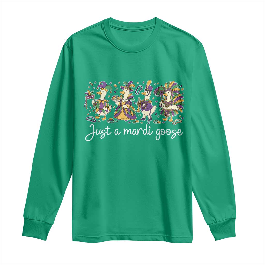 Goose Mardi Gras Long Sleeve Shirt Funny Just A Mardi Goose New Orleans Carnival TS11 Irish Green Print Your Wear
