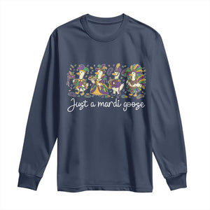 Goose Mardi Gras Long Sleeve Shirt Funny Just A Mardi Goose New Orleans Carnival TS11 Navy Print Your Wear