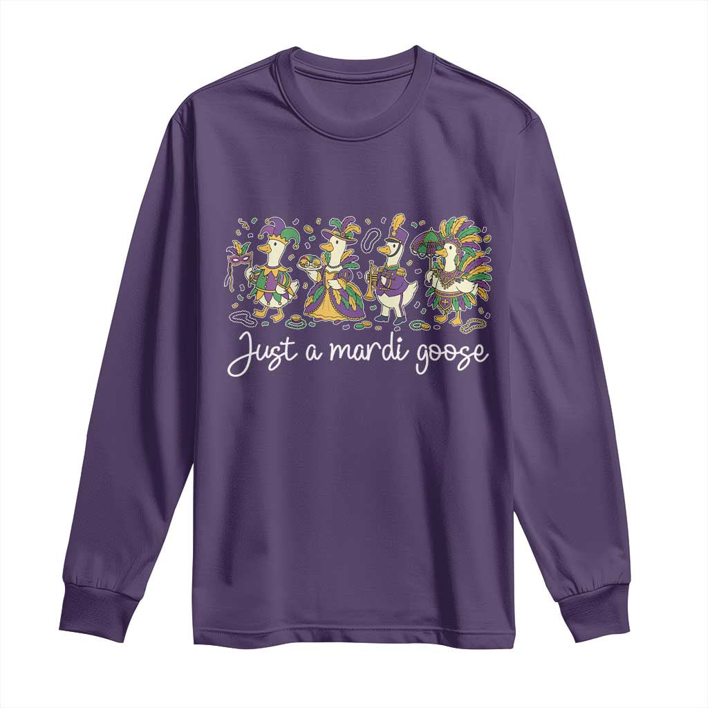 Goose Mardi Gras Long Sleeve Shirt Funny Just A Mardi Goose New Orleans Carnival TS11 Purple Print Your Wear