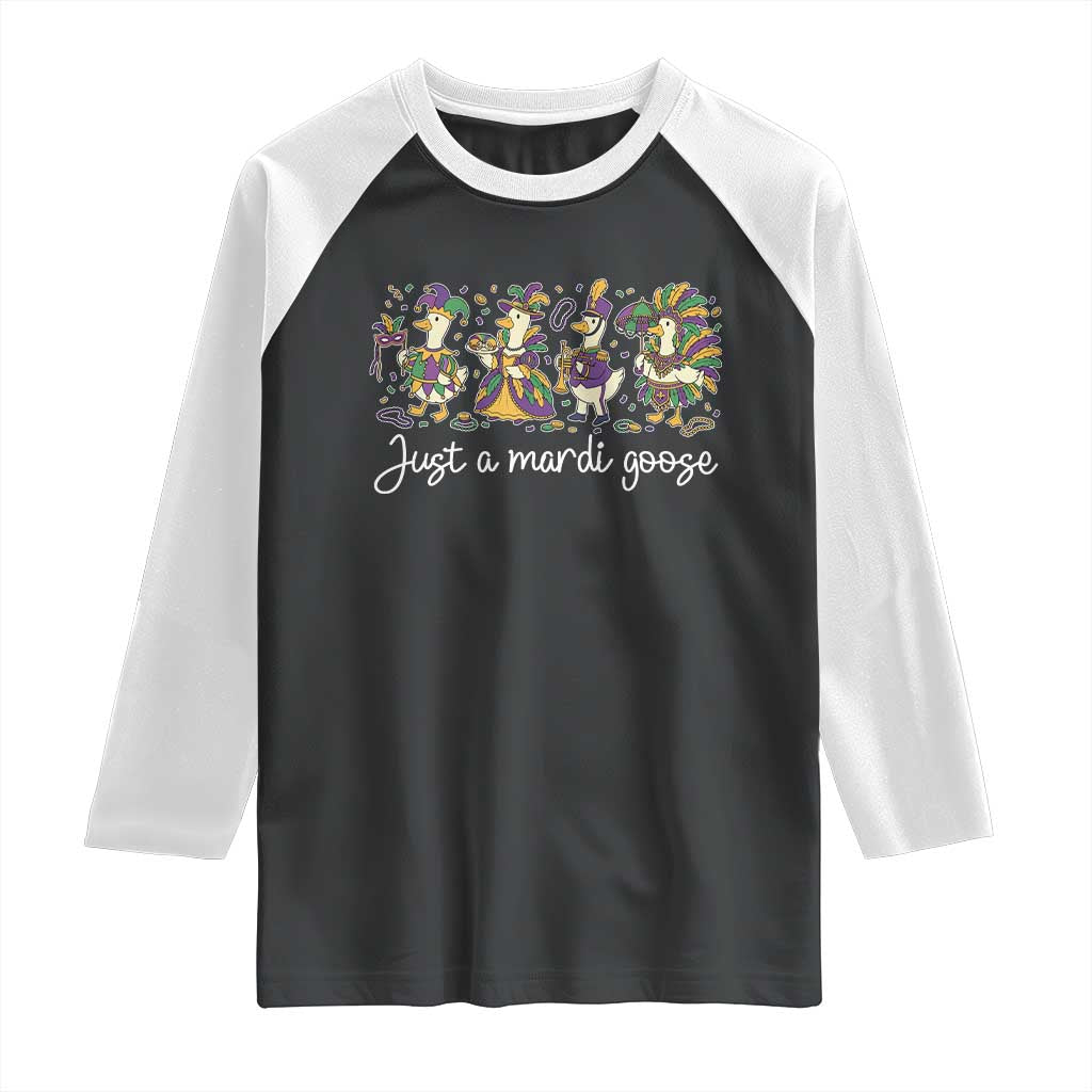 Goose Mardi Gras Raglan Shirt Funny Just A Mardi Goose New Orleans Carnival TS11 Black White Print Your Wear