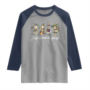 Goose Mardi Gras Raglan Shirt Funny Just A Mardi Goose New Orleans Carnival TS11 Sport Gray Navy Print Your Wear
