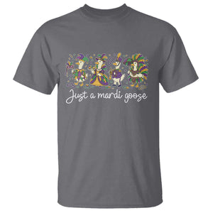 Goose Mardi Gras T Shirt Funny Just A Mardi Goose New Orleans Carnival TS11 Charcoal Print Your Wear