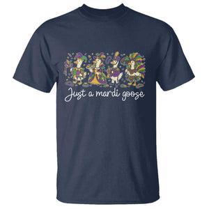 Goose Mardi Gras T Shirt Funny Just A Mardi Goose New Orleans Carnival TS11 Navy Print Your Wear