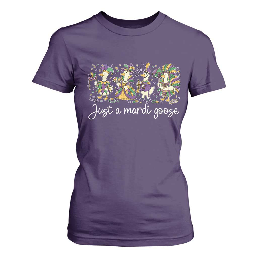 Goose Mardi Gras T Shirt For Women Funny Just A Mardi Goose New Orleans Carnival TS11 Purple Print Your Wear