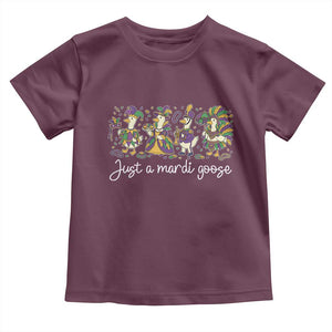 Goose Mardi Gras Toddler T Shirt Funny Just A Mardi Goose New Orleans Carnival TS11 Maroon Print Your Wear