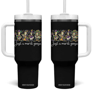 Goose Mardi Gras Tumbler With Handle Funny Just A Mardi Goose New Orleans Carnival TS11 One Size: 40 oz Black Print Your Wear