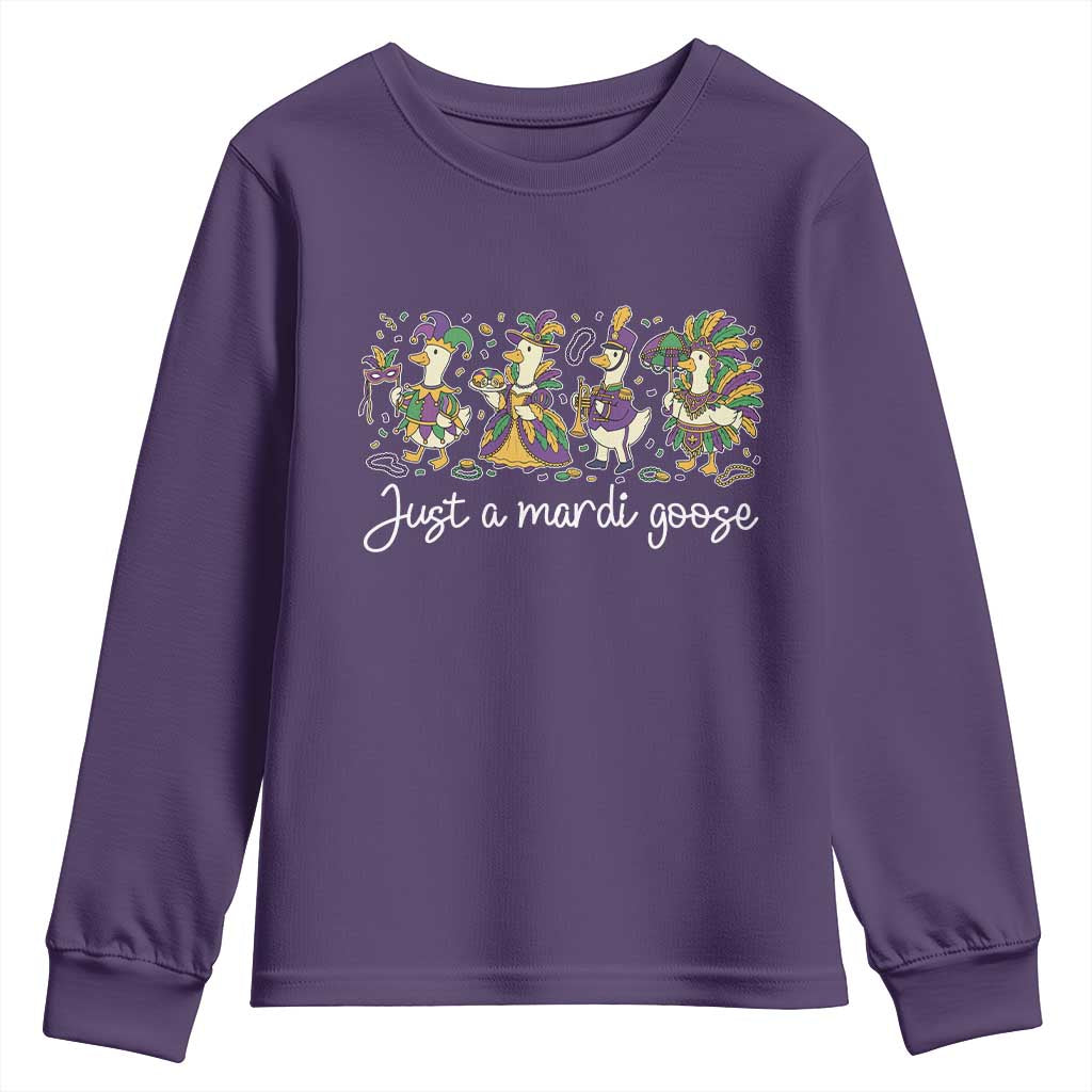 Goose Mardi Gras Youth Sweatshirt Funny Just A Mardi Goose New Orleans Carnival TS11 Purple Print Your Wear