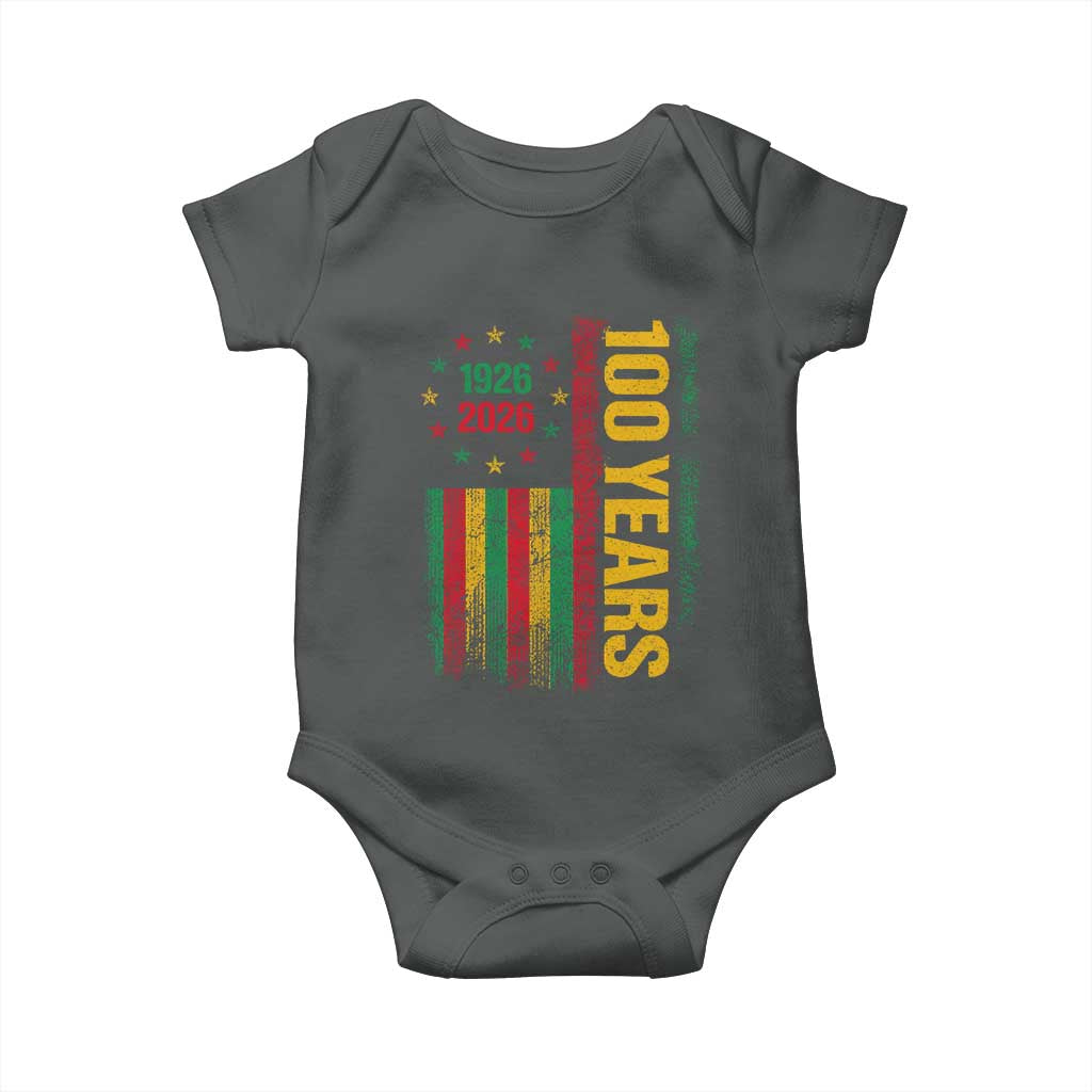 100 Years Of Black History Month Baby Onesie African American Centennial Milestone American Flag TS11 Dark Heather Print Your Wear