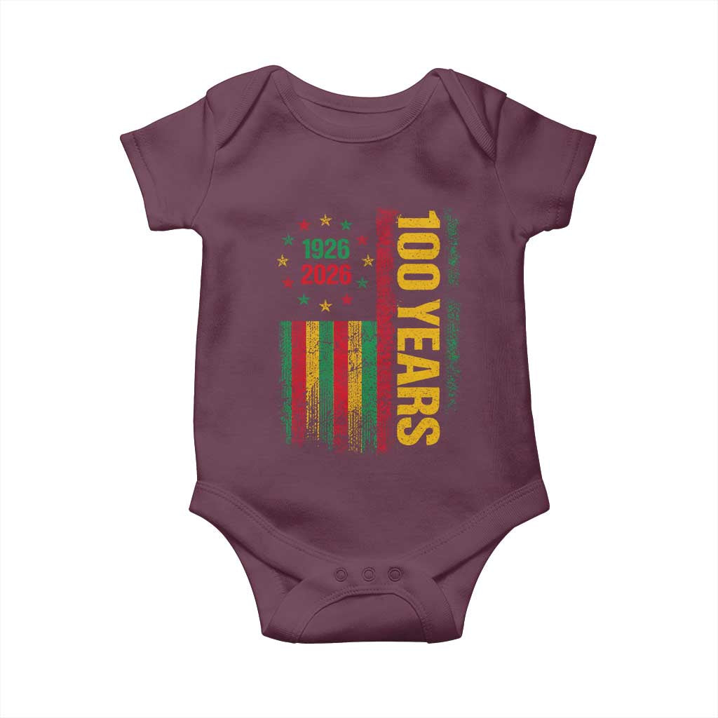 100 Years Of Black History Month Baby Onesie African American Centennial Milestone American Flag TS11 Maroon Print Your Wear