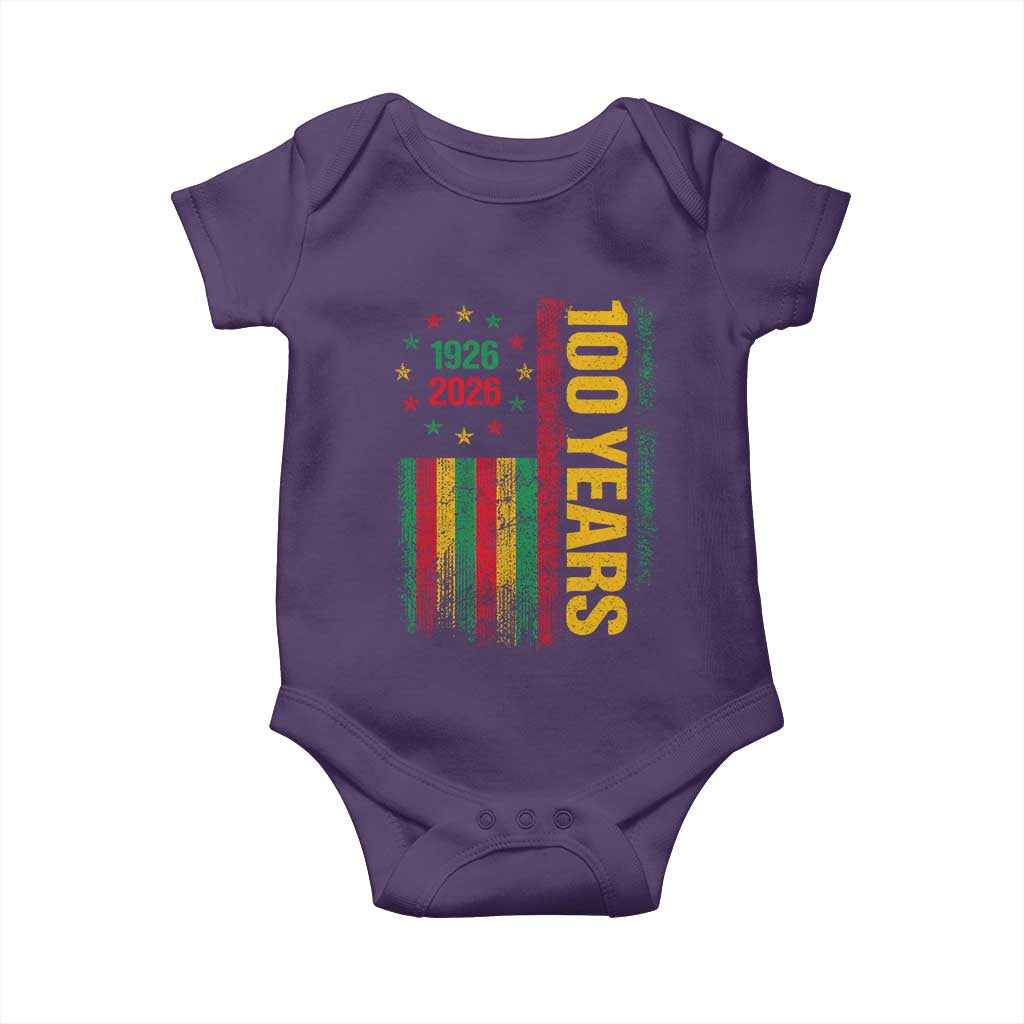 100 Years Of Black History Month Baby Onesie African American Centennial Milestone American Flag TS11 Purple Print Your Wear