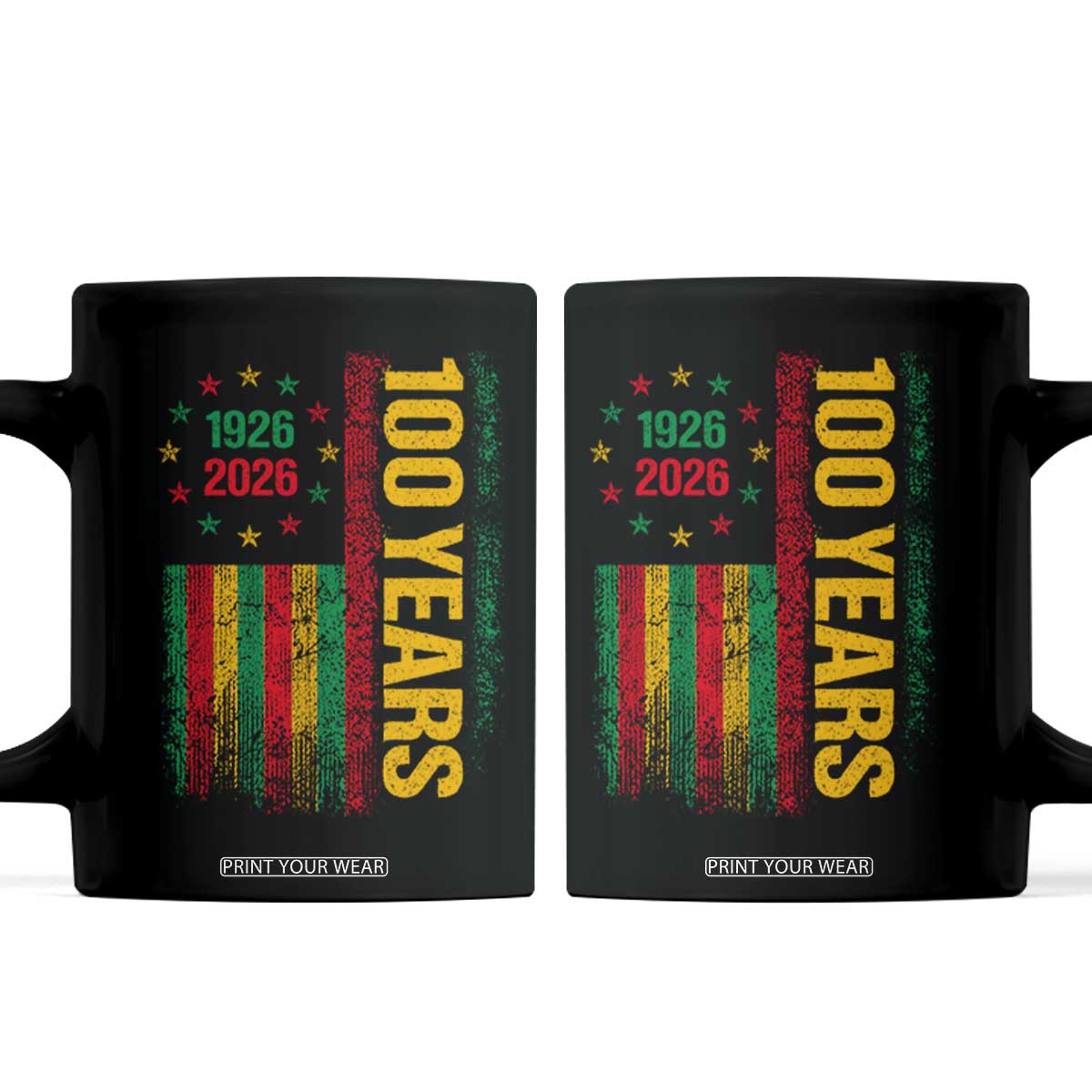 100 Years Of Black History Month Coffee Mug African American Centennial Milestone American Flag TS11 Black Print Your Wear