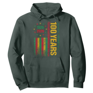 100 Years Of Black History Month Hoodie African American Centennial Milestone American Flag TS11 Dark Forest Green Print Your Wear