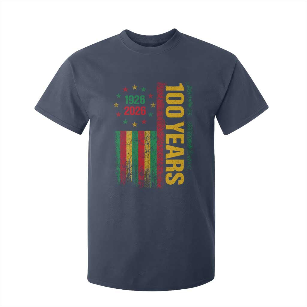100 Years Of Black History Month T Shirt For Kid African American Centennial Milestone American Flag TS11 Navy Print Your Wear