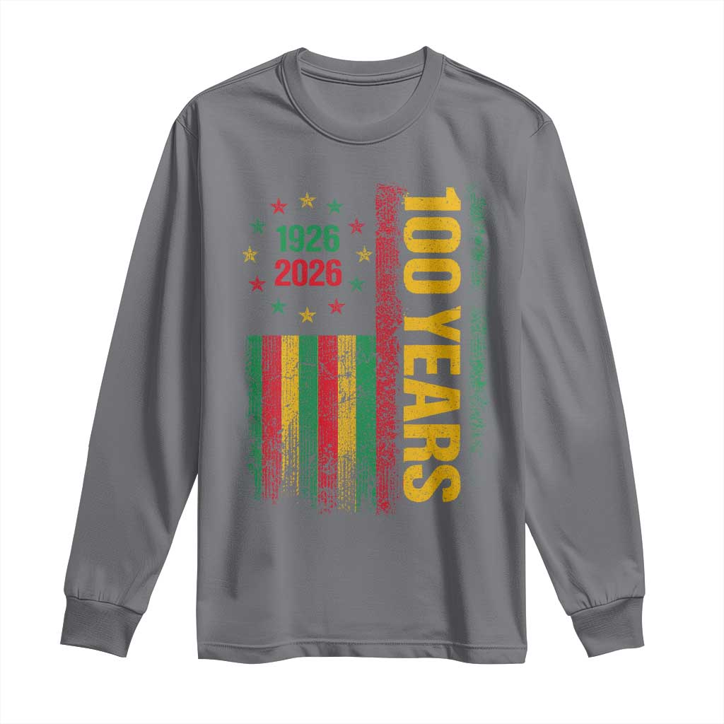 100 Years Of Black History Month Long Sleeve Shirt African American Centennial Milestone American Flag TS11 Charcoal Print Your Wear