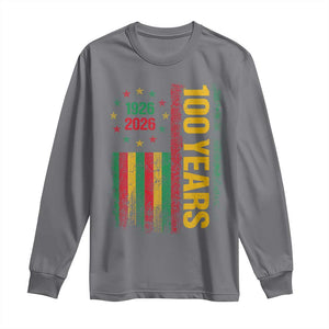100 Years Of Black History Month Long Sleeve Shirt African American Centennial Milestone American Flag TS11 Charcoal Print Your Wear