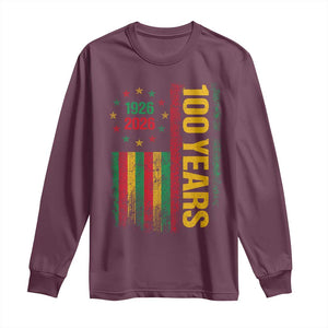 100 Years Of Black History Month Long Sleeve Shirt African American Centennial Milestone American Flag TS11 Maroon Print Your Wear