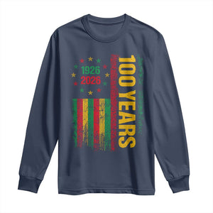 100 Years Of Black History Month Long Sleeve Shirt African American Centennial Milestone American Flag TS11 Navy Print Your Wear