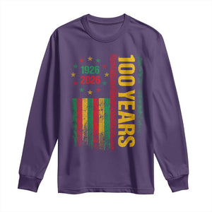100 Years Of Black History Month Long Sleeve Shirt African American Centennial Milestone American Flag TS11 Purple Print Your Wear