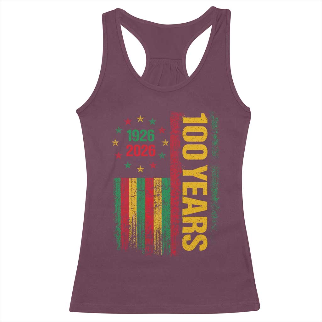 100 Years Of Black History Month Racerback Tank Top African American Centennial Milestone American Flag TS11 Maroon Print Your Wear