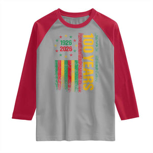 100 Years Of Black History Month Raglan Shirt African American Centennial Milestone American Flag TS11 Sport Gray Red Print Your Wear