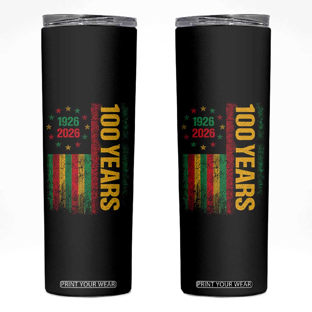 100 Years Of Black History Month Skinny Tumbler African American Centennial Milestone American Flag TS11 Black Print Your Wear