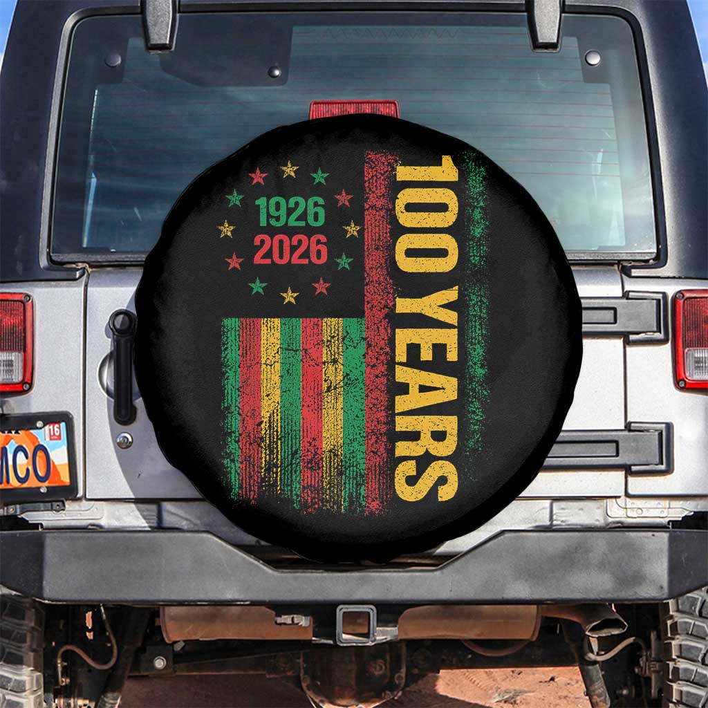 100 Years Of Black History Month Spare Tire Cover African American Centennial Milestone American Flag TS11 No hole Black Print Your Wear