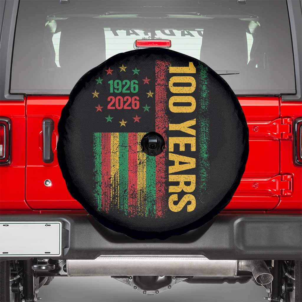 100 Years Of Black History Month Spare Tire Cover African American Centennial Milestone American Flag TS11 Black Print Your Wear