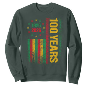 100 Years Of Black History Month Sweatshirt African American Centennial Milestone American Flag TS11 Dark Forest Green Print Your Wear