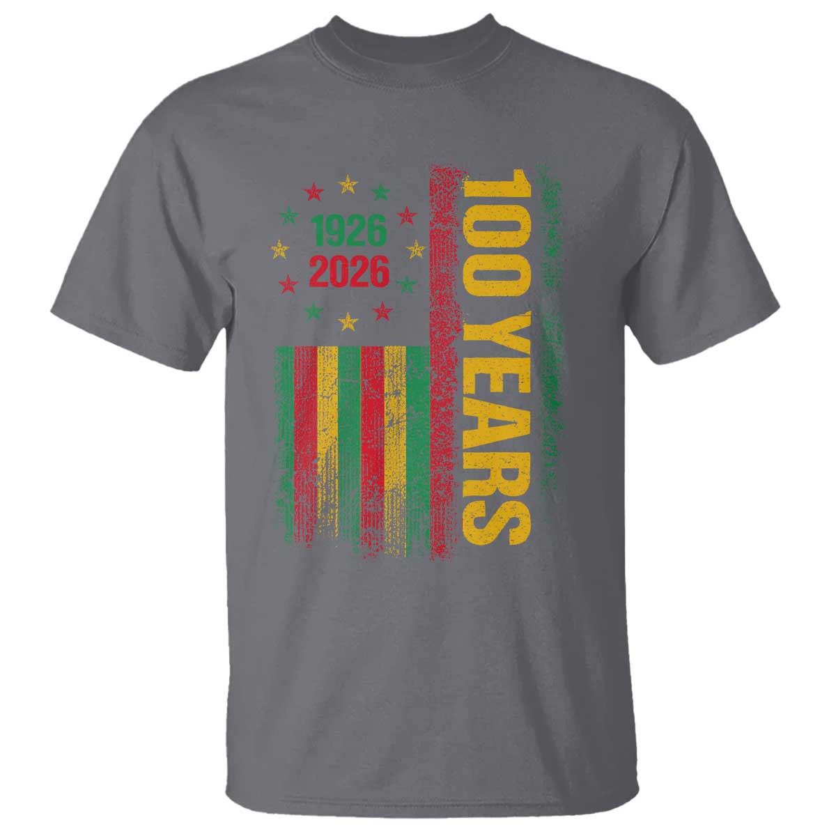 100 Years Of Black History Month T Shirt African American Centennial Milestone American Flag TS11 Charcoal Print Your Wear