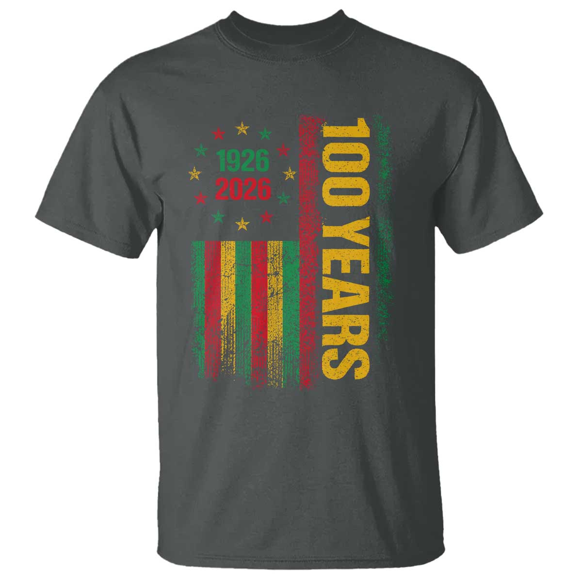 100 Years Of Black History Month T Shirt African American Centennial Milestone American Flag TS11 Dark Heather Print Your Wear