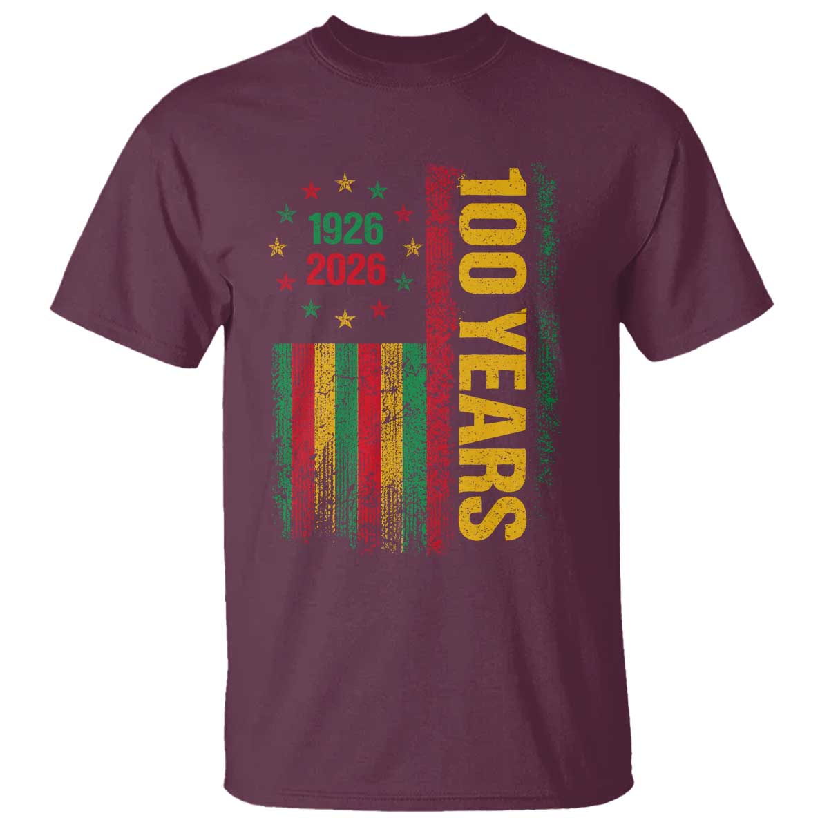 100 Years Of Black History Month T Shirt African American Centennial Milestone American Flag TS11 Maroon Print Your Wear