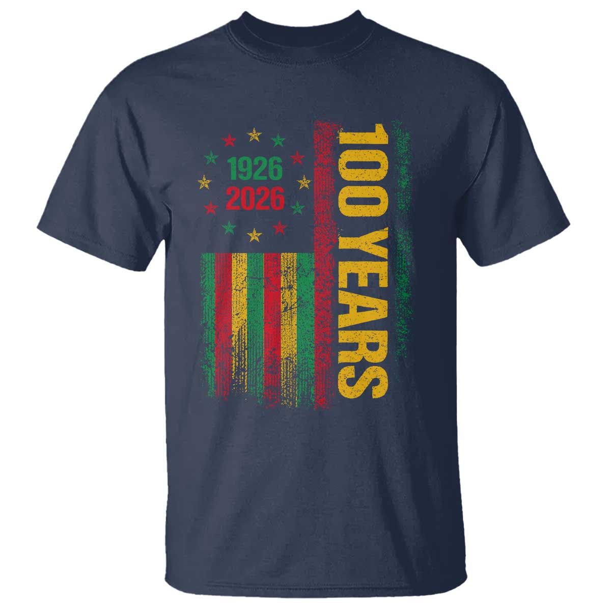 100 Years Of Black History Month T Shirt African American Centennial Milestone American Flag TS11 Navy Print Your Wear
