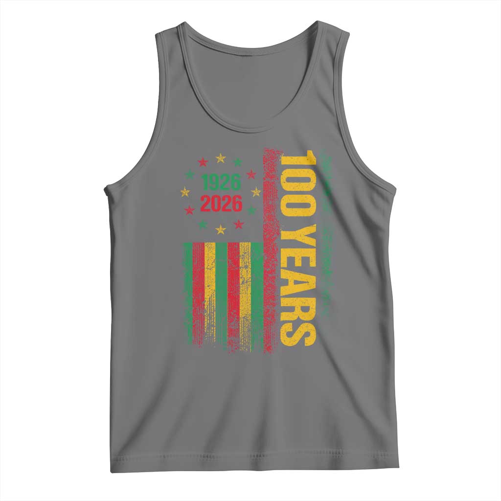 100 Years Of Black History Month Tank Top African American Centennial Milestone American Flag TS11 Black Heather Print Your Wear