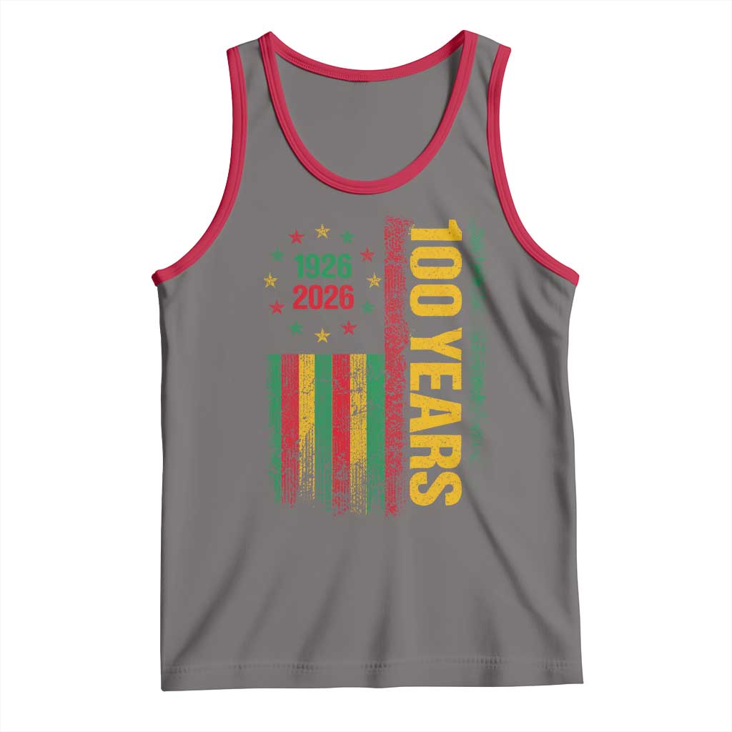 100 Years Of Black History Month Tank Top African American Centennial Milestone American Flag TS11 Deep Heather Red Print Your Wear