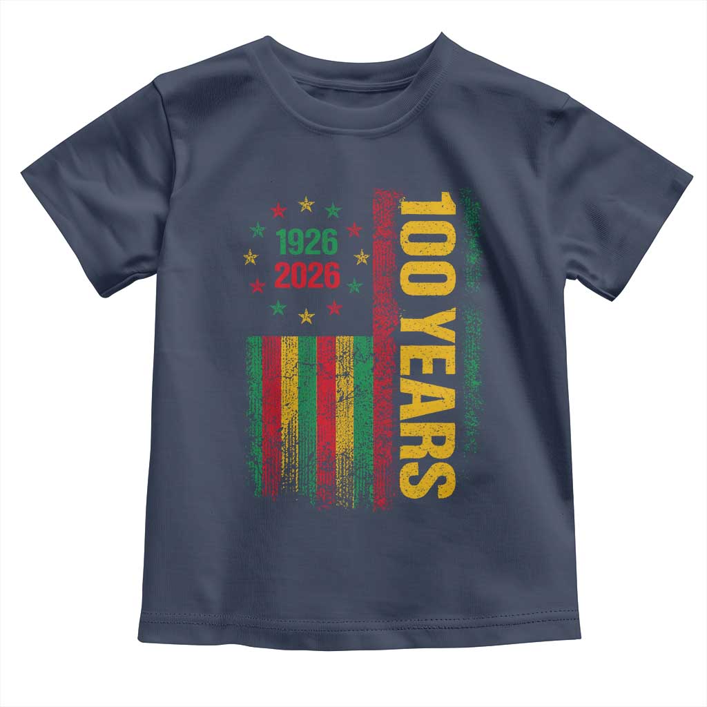 100 Years Of Black History Month Toddler T Shirt African American Centennial Milestone American Flag TS11 Navy Print Your Wear