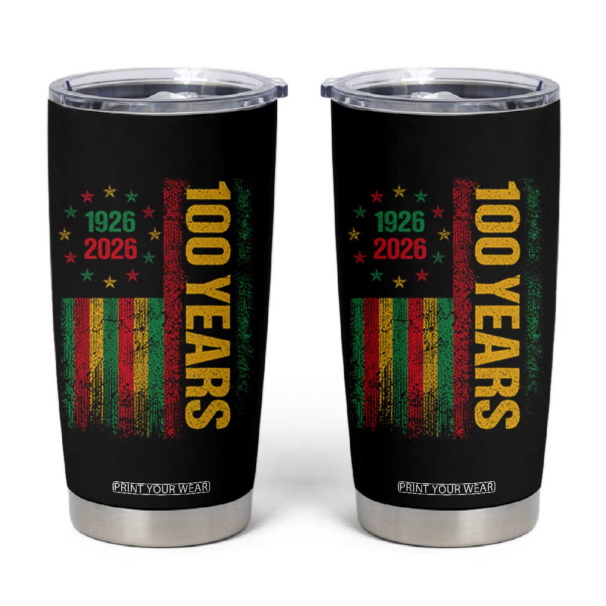 100 Years Of Black History Month Tumbler Cup African American Centennial Milestone American Flag TS11 Black Print Your Wear