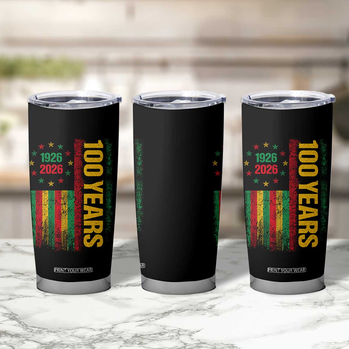 100 Years Of Black History Month Tumbler Cup African American Centennial Milestone American Flag TS11 Print Your Wear