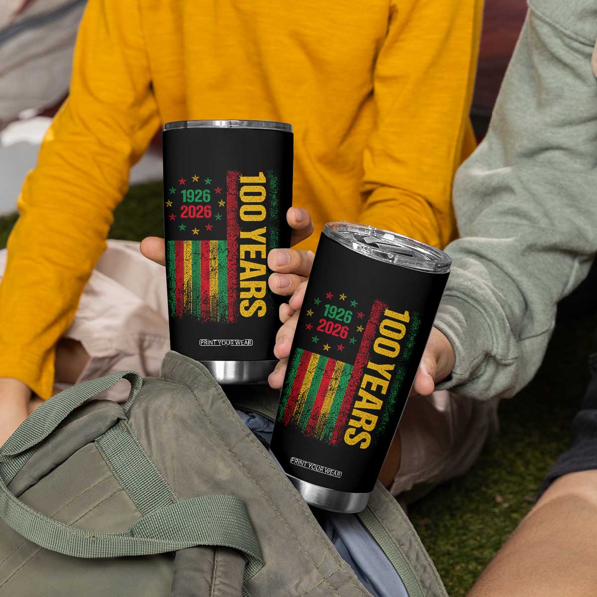 100 Years Of Black History Month Tumbler Cup African American Centennial Milestone American Flag TS11 Print Your Wear