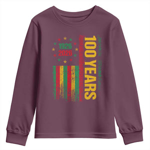 100 Years Of Black History Month Youth Sweatshirt African American Centennial Milestone American Flag TS11 Maroon Print Your Wear