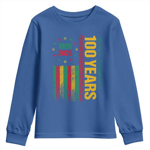 100 Years Of Black History Month Youth Sweatshirt African American Centennial Milestone American Flag TS11 Royal Blue Print Your Wear