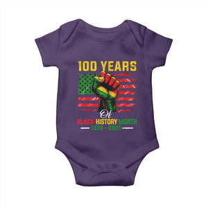 100 Years Of Black History Month Baby Onesie Hand Fist African American Milestone American Flag TS11 Purple Print Your Wear