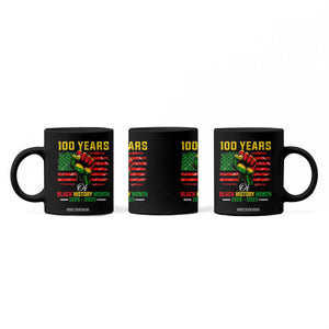 100 Years Of Black History Month Coffee Mug Hand Fist African American Milestone American Flag TS11 Print Your Wear