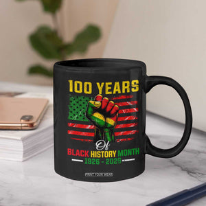 100 Years Of Black History Month Coffee Mug Hand Fist African American Milestone American Flag TS11 Print Your Wear