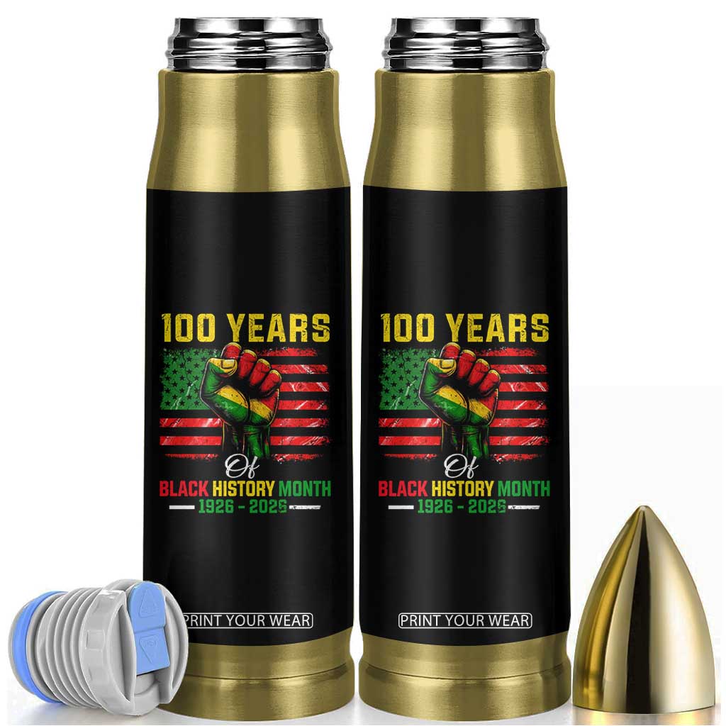 100 Years Of Black History Month Bullet Tumbler Hand Fist African American Milestone American Flag TS11 Black Print Your Wear