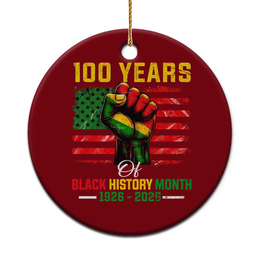 100 Years Of Black History Month Ceramic Ornament Hand Fist African American Milestone American Flag TS11 1pc Red Print Your Wear
