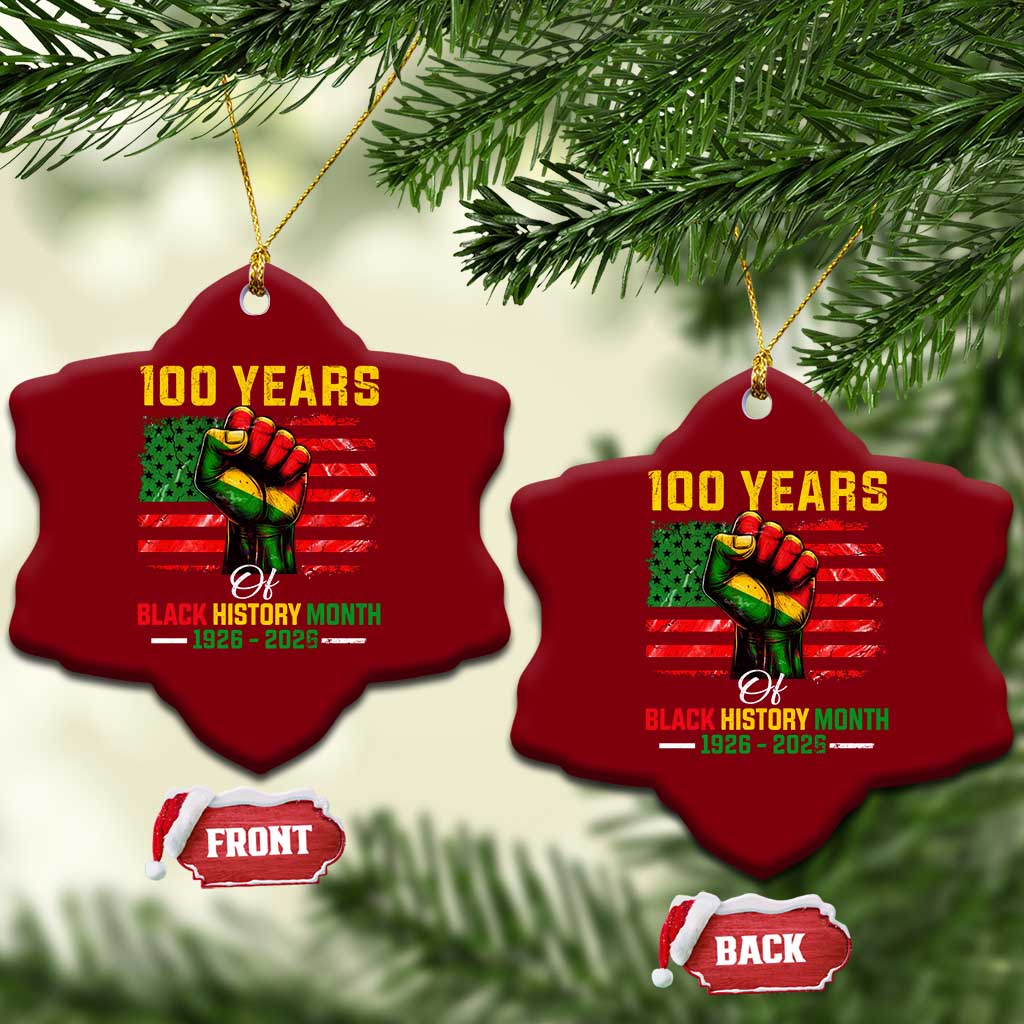100 Years Of Black History Month Ceramic Ornament Hand Fist African American Milestone American Flag TS11 Print Your Wear