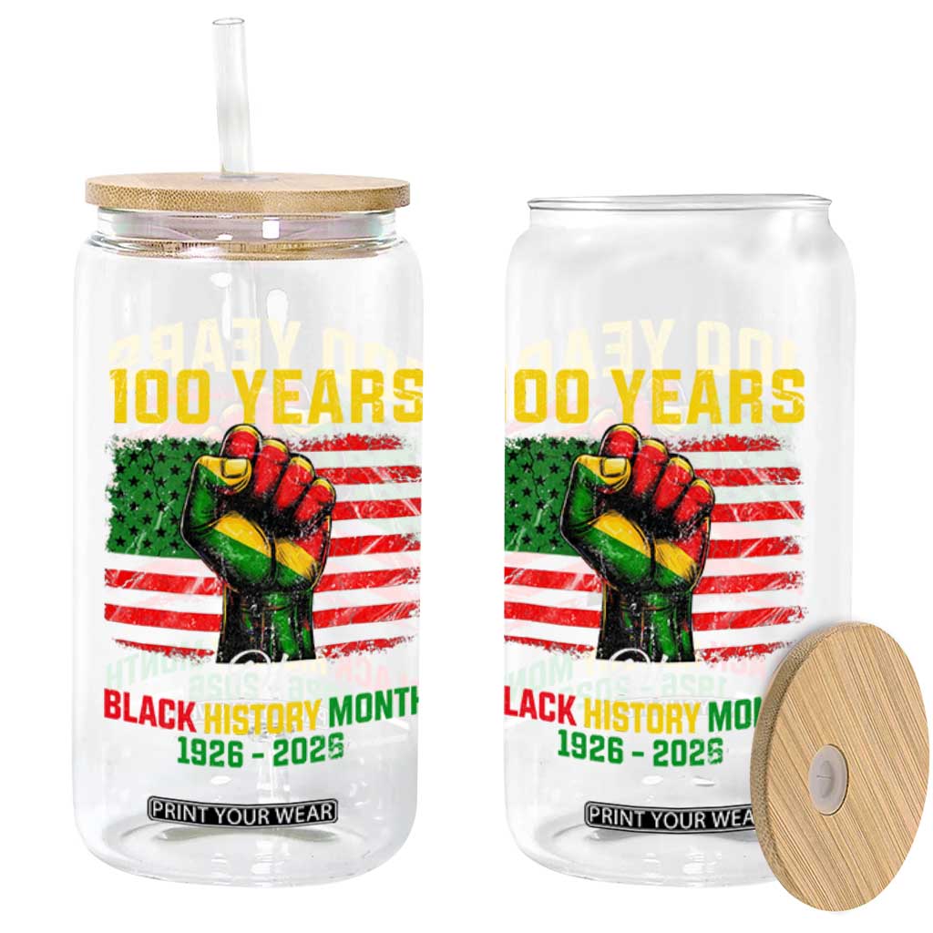 100 Years Of Black History Month Glass Can Hand Fist African American Milestone American Flag TS11 Print Your Wear