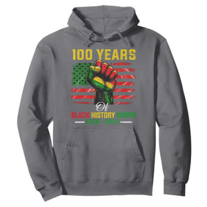 100 Years Of Black History Month Hoodie Hand Fist African American Milestone American Flag TS11 Charcoal Print Your Wear
