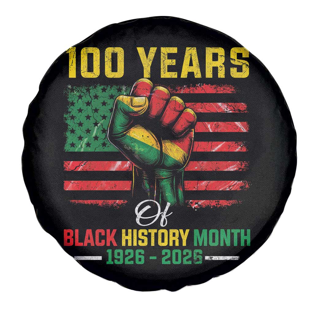 100 Years Of Black History Month Spare Tire Cover Hand Fist African American Milestone American Flag TS11 Print Your Wear